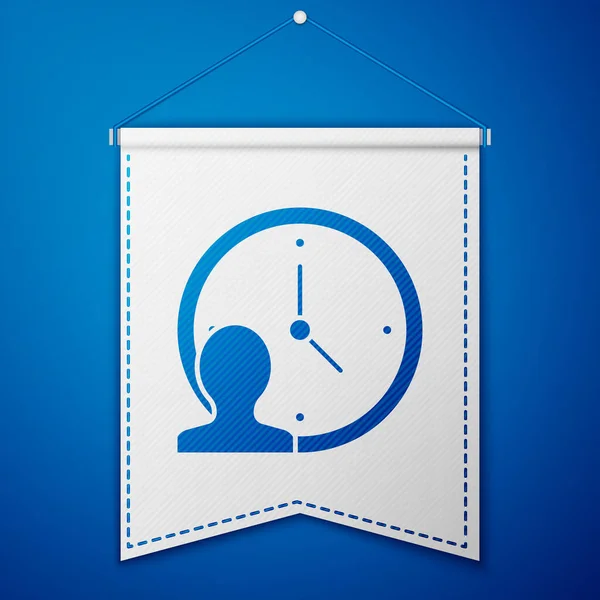 Значок Blue Time Management Выделен Синем Фоне Вывеска Часами Передачами — стоковый вектор