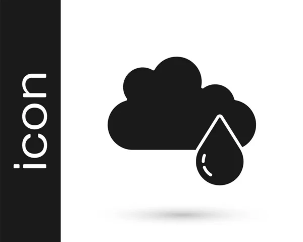 黑云与雨图标隔离在白色背景 雨云降水与雨滴 — 图库矢量图片