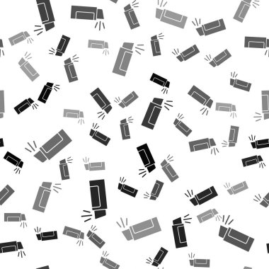 Siyah Biber spreyi ikonu beyaz arka planda izole edilmiş kusursuz desen. OC gazı. Capsicum nefsi müdafaa spreyi. Vektör.