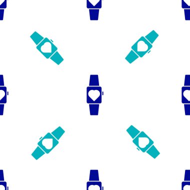Mavi Smartwatch simgesi beyaz arkaplanda izole edilmiş kusursuz desen. Vektör.