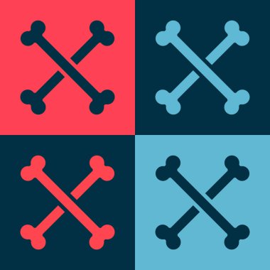 Pop Art, insan kemiklerini çaprazladı. Renk arkaplanında izole edilmiş. Vektör.