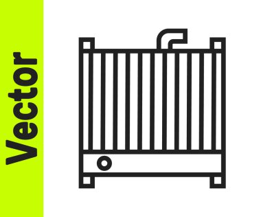 Siyah çizgi araba soğutma sistemi simgesi beyaz arka planda izole edildi. Vektör İllüstrasyonu.