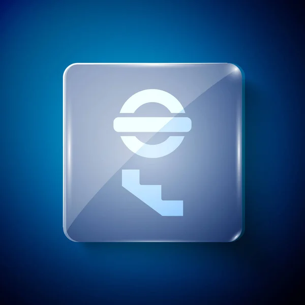 White London Underground Icoon Geïsoleerd Blauwe Achtergrond Vierkante Glazen Panelen — Stockvector