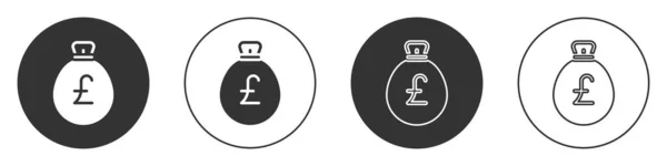 Schwarzer Geldbeutel Mit Pfund Symbol Auf Weißem Hintergrund Pfund Gbp — Stockvektor