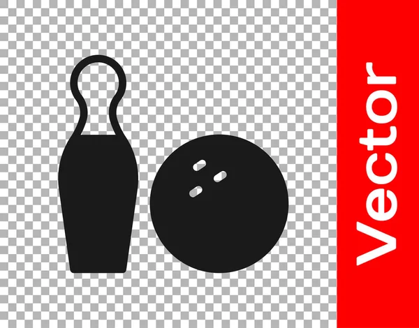 Schwarze Bowlingnadel Und Ball Symbol Isoliert Auf Transparentem Hintergrund Sportgeräte — Stockvektor