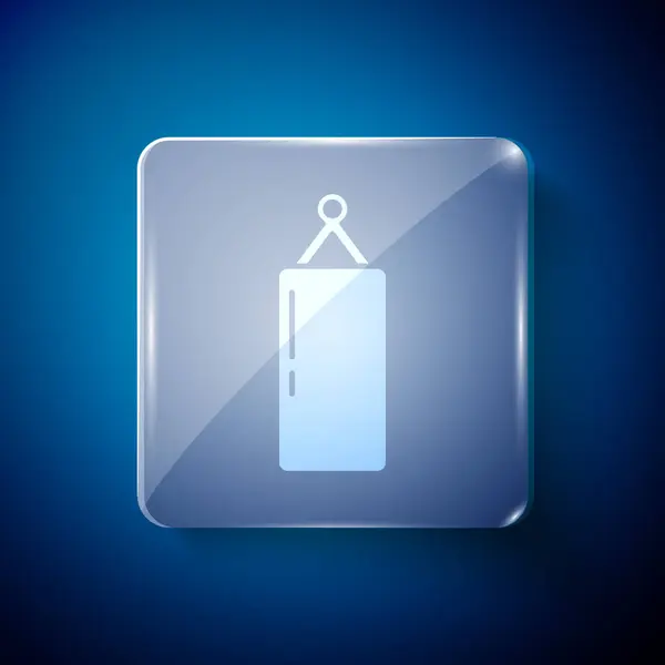 Witte Bokszak Pictogram Geïsoleerd Blauwe Achtergrond Vierkante Glazen Panelen Vector — Stockvector