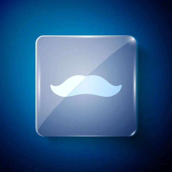 Weißes Schnurrbart Symbol Isoliert Auf Blauem Hintergrund Barbershop Symbol Gesichtsfrisur — Stockvektor