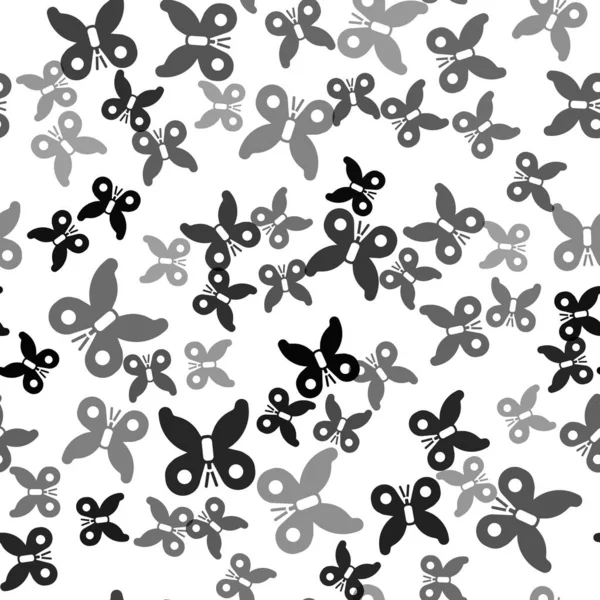Das Schwarze Schmetterling Symbol Isoliert Nahtlose Muster Auf Weißem Hintergrund — Stockvektor
