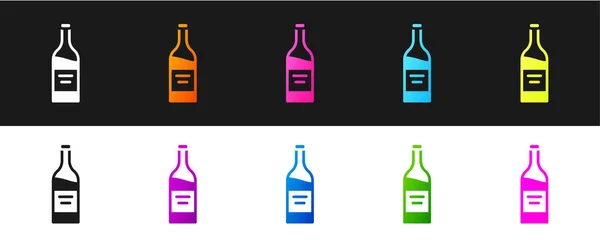 Set Icono Botella Vino Aislado Sobre Fondo Blanco Negro Vector — Archivo Imágenes Vectoriales