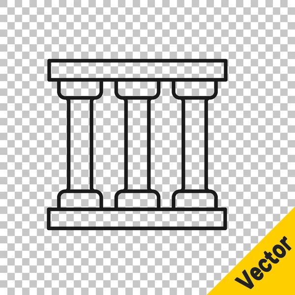 ブラックライン刑務所ウィンドウのアイコンは 透明な背景に隔離されています ベクトル — ストックベクタ