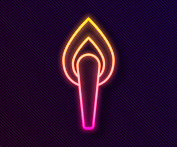 Gloeiende Neon Lijn Torch Vlam Pictogram Geïsoleerd Zwarte Achtergrond Symbool — Stockvector