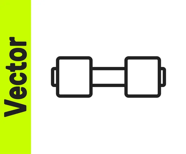 Icono Dumbbell Línea Negra Aislado Sobre Fondo Blanco Icono Levantamiento — Archivo Imágenes Vectoriales