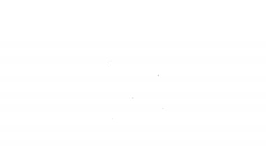 Beyaz arkaplanda siyah çizgi gaz maskesi simgesi izole edildi. Solunum cihazı işareti. 4K Video hareketli grafik canlandırması