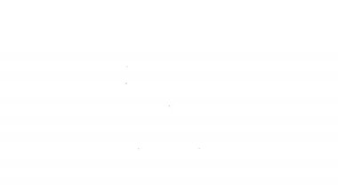 Beyaz arkaplanda siyah çizgi gaz maskesi simgesi izole edildi. Solunum cihazı işareti. 4K Video hareketli grafik canlandırması