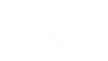 Beyaz arka planda izole edilmiş grafik tablet simgesinden siyah çizgi madencilik bitcoin. Kripto para birimi madenciliği, engelleme zinciri teknoloji servisi. 4K Video hareketli grafik canlandırması