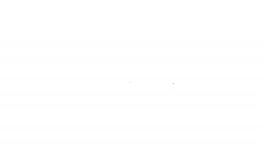 Siyah çizgi kripto para birimi bitcoin simgesi beyaz arkaplanda izole edildi. Engelleme teknolojisi, dijital para piyasası. 4K Video hareketli grafik canlandırması