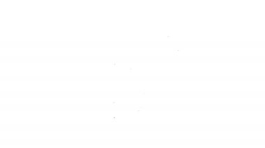 Siyah çizgi kripto para birimi Bitcoin simgesi beyaz arka planda izole edildi. Madeni para. Engelleme zinciri tabanlı şifreli para birimi. 4K Video hareketli grafik canlandırması