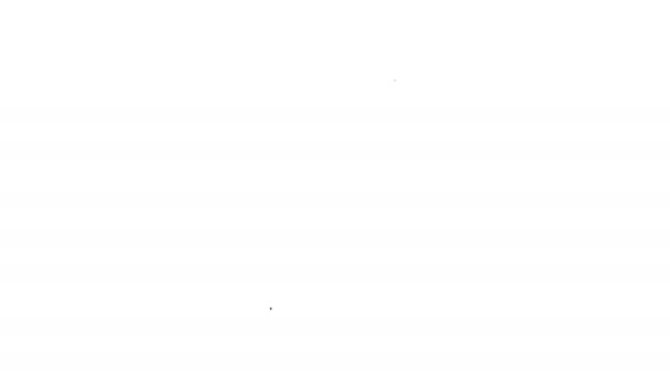 Línea negra Tarro de miel icono aislado sobre fondo blanco. Banco de alimentos. Dulce símbolo de comida natural. Animación gráfica de vídeo 4K — Vídeo de stock