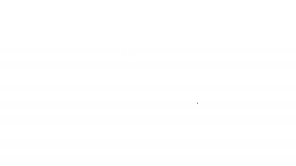 Icona Medovik linea nera isolata su sfondo bianco. Torta a strati di miele o torta russa Medovik sul piatto. Animazione grafica 4K Video motion — Video Stock