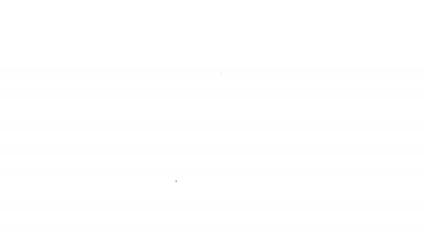 Luna linea nera con icona bandiera isolata su sfondo bianco. Animazione grafica 4K Video motion — Video Stock