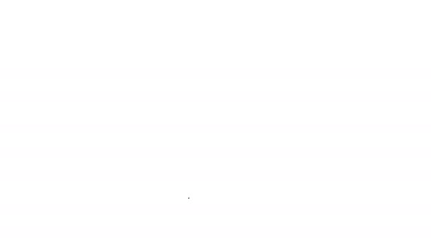 Negro línea rusa muñeca matryoshka icono aislado sobre fondo blanco. Animación gráfica de vídeo 4K — Vídeos de Stock