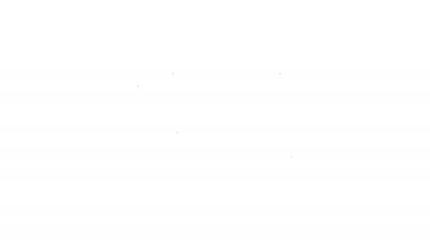 Fekete vonal Dumbbell ikon elszigetelt fehér háttérrel. Izomemelő ikon, fitnesz súlyzó, tornaterem, sporteszközök, tornaterem. 4K Videó mozgás grafikus animáció — Stock videók