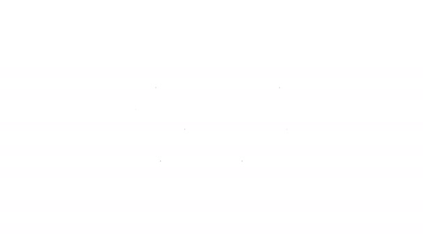 Fekete vonal Dumbbell ikon elszigetelt fehér háttérrel. Izomemelő ikon, fitnesz súlyzó, tornaterem, sporteszközök, tornaterem. 4K Videó mozgás grafikus animáció — Stock videók