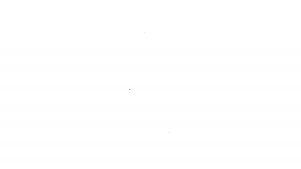 Μαύρο εικονίδιο αναπαραγωγής μουσικής γραμμής που απομονώνεται σε λευκό φόντο. Φορητή συσκευή μουσικής. 4K Γραφική κίνηση κίνησης βίντεο — Αρχείο Βίντεο