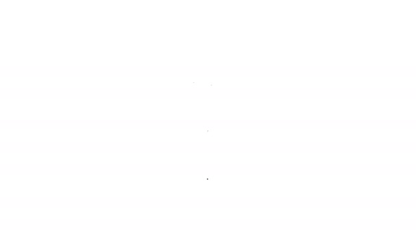 Schwarze Linie Hantelscheiben-Symbol isoliert auf weißem Hintergrund. Ausrüstung für Bodybuilding-Sport, Workout-Training und Fitness. 4K Video Motion Grafik Animation — Stockvideo