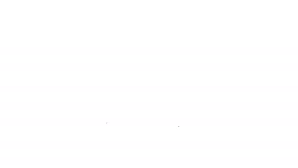 Черная линия Шлепанцы значок изолирован на белом фоне. Знак пляжных тапочек. Видеографическая анимация 4K — стоковое видео