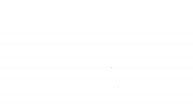 Beyaz arka planda izole edilmiş siyah çizgi dinozor kafatası ikonu. 4K Video hareketli grafik canlandırması