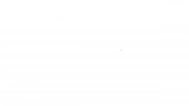 Beyaz arkaplanda siyah çizgi otobüs oyuncağı simgesi izole edildi. 4K Video hareketli grafik canlandırması