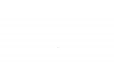 Siyah çizgi Rattle oyuncak ikonu beyaz arka planda izole edildi. Fasulye torbası işareti. 4K Video hareketli grafik canlandırması