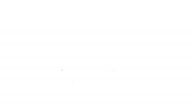 Siyah çizgi oyuncak tren ikonu beyaz arkaplanda izole edildi. 4K Video hareketli grafik canlandırması