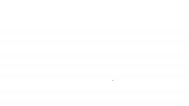 Czarna linia Hulajnoga Roller dla dzieci ikona izolowana na białym tle. Hulajnoga lub rower biegowy. 4K Animacja graficzna ruchu wideo — Wideo stockowe
