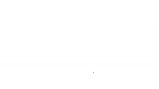 Icono de casco griego de línea negra aislado sobre fondo blanco. Casco antiguo para soldados de protección de la cabeza con una cresta de plumas o crin de caballo. Animación gráfica de vídeo 4K — Vídeos de Stock