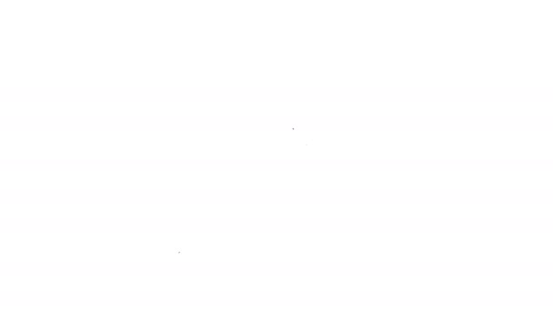 Línea negra Icono de lanza medieval aislado sobre fondo blanco. Arma medieval. Animación gráfica de vídeo 4K — Vídeos de Stock