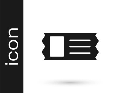 Gri Sinema bileti simgesi beyaz arka planda izole edildi. Vektör İllüstrasyonu.