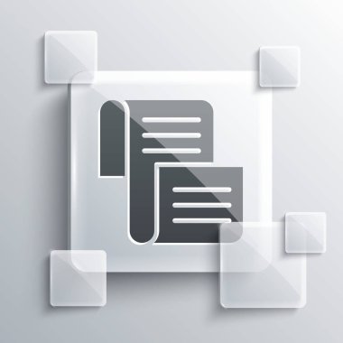 Gri KHK, kağıt, parşömen, parşömen simgesi gri arkaplanda izole edilmiş. Kare cam paneller. Vektör.