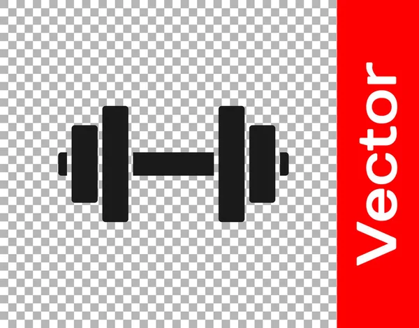 Icono Black Dumbbell Aislado Sobre Fondo Transparente Icono Levantamiento Muscular — Vector de stock