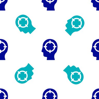 Mavi kafa avlama ikonu beyaz arka planda izole edilmiş pürüzsüz desen. İş hedefi ya da İstihdam tabelası. İş için insan kaynakları ve adam toplama. Vektör.