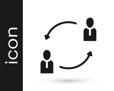 Siyah İnsan Kaynakları simgesi beyaz arkaplanda izole edildi. İnsan kaynakları yönetimi kavramı, profesyonel personel araştırması, baş avcı işi. Vektör.