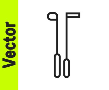 Siyah çizgi golf kulübü simgesi beyaz arka planda izole edildi. Vektör İllüstrasyonu.