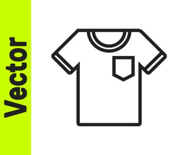 Beyaz arkaplanda siyah çizgi tişört simgesi izole edildi. Vektör İllüstrasyonu.