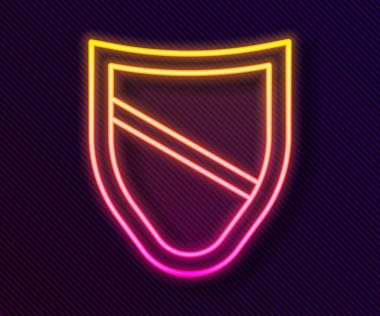 Parlayan neon çizgi simgesi siyah arkaplanda izole edildi. Gardiyan. Güvenlik, güvenlik, koruma, gizlilik kavramı. Vektör.