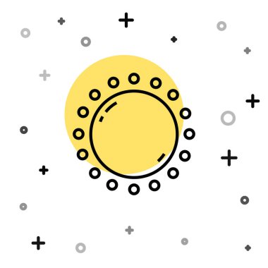 Siyah çizgi Sun simgesi beyaz arkaplanda izole edildi. Rastgele dinamik şekiller. Vektör.