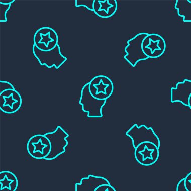 Yeşil çizgi USA Head simgesi mavi arkaplandaki pürüzsüz deseni izole etti. Amerika Birleşik Devletleri. Bağımsızlık Günü. Vektör.