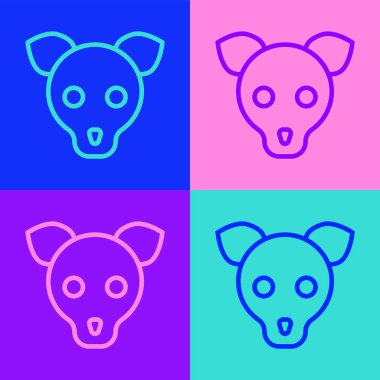 Pop sanat çizgisi köpek simgesi renk arkaplanında izole edildi. Vektör.