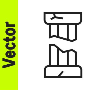 Kırık siyah çizgi beyaz arkaplanda izole edilmiş antik sütun simgesi. Vektör.