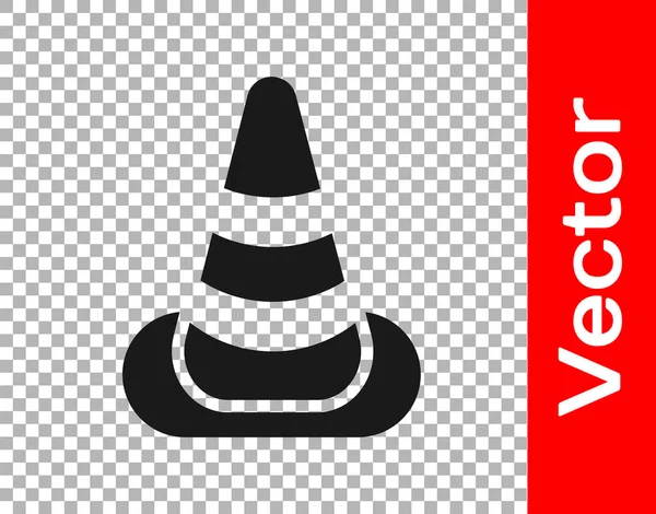 Black Traffic Cone Icon Isolated Transparent Background Vector — Stock Vector